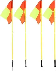 Soccer Corner Flags Set of 4, 5ft Training Agility Poles With Storage Bag, Poles With Bright Flags Equipment for Soccer Rugby Field Hockey Training