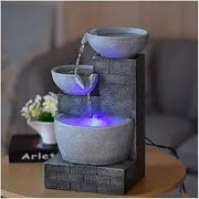 Simplicity Tabletop Fountain，3-Tier Resins Desktop Fountain Circulating Flowing Water Gift Living Water Fountains (Size : 17")