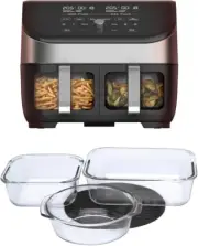 Pot Vortex Clearcook Dual Air Fryer 6-In-1 Smart Programs 8L XL, Black/Silver +