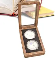Coin Storage Box, Wooden Commemorative Coin Holder, Black Walnut Souvenir Emblem Organizer, Display Case for Collectibles, Badges, and Precious, Storage