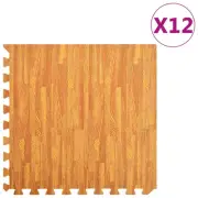 Wood Grain EVA Foam Floor Mats 12 Pack 4.32m² Interlocking Tiles Home Gym Decor