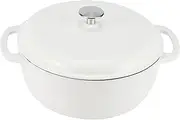 Amazon Basics Enameled Cast Iron Covered Round Dutch Oven, 5.7 Liters / 6-Quart, Matte White