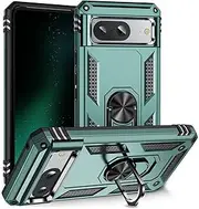 [Cavor] for Google Pixel 8A Case (6.1") TPU Case PC Bumper 360° Rotation Ring Holder Kickstand Back Cover [Work with Magnetic Car Mount] Shockproof Protective Cover-Green
