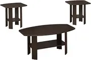 Monarch Specialties Table Set-3Pcs Set/Espresso, Wood, Cappuccino, 35.5" L x 21.5" W x 16.25" H