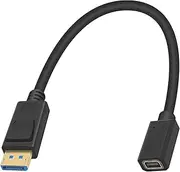 Mini Displayport to Displayport Extension Cable, 8K Extreme Thin Displayport Male to Mini Displayport Female Adapter Cable Support Bi-Directional Transmission Mini DP to DP 1.4 Cable.1FT/30cm