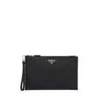 [Prada] Prada Logo Plaque Clutch ONE SIZE BLACK