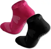Breathable Lightweight Compression Sock for Pilates Adult Unisex Black and Fuchsia, Large