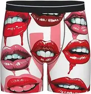 [POCUK] Red Lips Collection Men'S Extended Underwear Comfortable Boxer Briefs Stretch For Adults Cool Zone