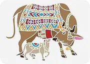 FINGERINSPIRE Warli Cow Painting Stencil - 8.3x11.7inch Large Cow Stencil for Painting, Ancient Style Pattern Drawing Template