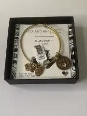 Alex And Ani Rafaelian Gold Bracelet Claddagh United With Swarovski Crystals NWT