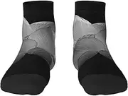 [JEJEA] Black White Flower print Men's Athletic Cushioned Crew Socks Crew Training Athletic Socks Men and Women for Sports