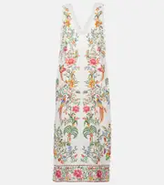 [Farm Rio] Farm Rio Printed linen maxi dress AU 14 multicoloured