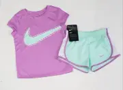 Girls NIKE Shirt & Shorts 2 Pc Graphic Activewear Set Size 6: NWT