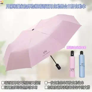 月陽送傘套輕量級加厚加粗晴雨兩用自動開合三折自動傘雨傘(UV100A)