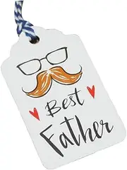GOOHOCHY 100pcs Father's Day Present Tags Creative Moustache Glasses Paper Labels Durable Hangtags for Clothing Price Tags Cupcake Toppers and