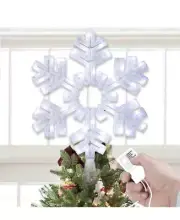 Eambrite 13 Inch White Snowflake Christmas Tree Topper 50 White Lights & 9 Modes