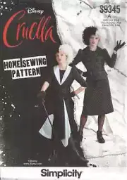 SIMPLICITY S9345 MISSES 7-14 CRUELLA DRESS, TOP, SKIRT, LEGGINGS SEWING PATTERN