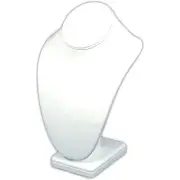 White Faux Leather Necklace Pendant Bust Jewelry Display 10"