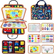 PELOSTA Busy Board for Toddlers,Montessori Toys for Boys Girls 1 2 3 Year Old,Early Educational Activity Baby Sensory Toy,Autism Busy Book Travel Toys for Kids,3 4 5 6 7 Year Old Boys Girls Gifts Toy