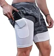 [XDSP] Men's 2-in-1 Training Shorts, Summer Shorts, Quick-Drying Running Shorts, Sports Shorts with Pockets, Compression Shorts