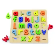LOWER Case ALPHABET Raised Matching Block WOODEN PUZZLE Toy LEARN ABCs LETTERS