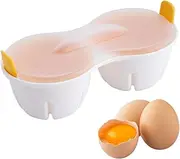 Microwave Egg Cooker - 2-Cavity Breakfast Cooker, Nonstick Microwave Poacher | Heat-Resistant Cup Egg Cooker for Poached Eggs, Quick & Easy Egg Steamer Maker, Ideal Kitchen Gadget for Busy Mornings