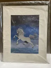 Unicorn Vintage Metal Etching from England 6" x 8" Matted