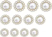 12 PCS Pearl Buttons - Vintage Metal Rhinestone Faux Pearl Buttons Set for Coats, Suits, Knitting, Sweaters, Sewing, Crafting & Handmade Projects