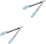Cabilock 2pcs Kitchen Tongs Mini Food Tongs Grilling Buffet Baking Silicone Nonslip Grip 9 Inches