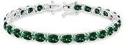 [B. BRILLIANT] Sterling Silver 7x5mm Genuine, Simulated or Created Gemstone Oval-cut Classic Tennis Bracelet