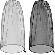Jumbo Mosquito Head Net 42x25 Inches Extra Large Insect Netting Shield Face Giant Bug Net for Head Comfortable & Adjustable for Hiking,Fishing,Traveling Ideal (2 Pcs,Gray+Black)