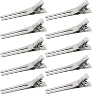 Pangda 1.8 Inches Hairdressing Double Prong Pin Curl Setting Section Hair Clips Metal Alligator Clips Silver Hairpins for Hair Extensions (50 Packs)