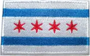 Chicago City Windy City Flag Embroidered Hook & Loop Patch