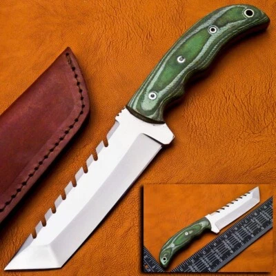 Custom Handmade D2 Steel Blade Tanto Tracker Knife | Huntinh Knife Camping Knife