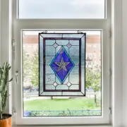 Stained Glass Tiffany Style Texas Lone Star window panel Suncatcher