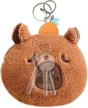 [Generic] Capybara Plush Purse, Cute Funny Capybara Soft Plush Purse, Plush Animal Casual Bag, Small Coin Bag, Keychain Key Ring for Purses, Keychains, and Decorative, Orange, Refer to description, Unisex