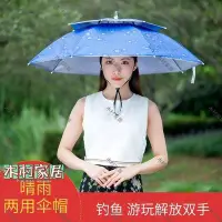 在飛比找Yahoo!奇摩拍賣優惠-〖木村家居〗熱銷-二折雙層防風傘帽頭戴式雨傘男女折疊垂釣魚遮