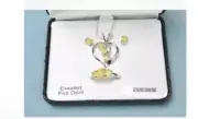 NEW Vintage Sterling SILVER Opals & Diamond Jewelry Set Necklace, Ring Earrings