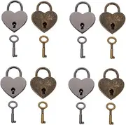 ABOOFAN 8 Pcs Heart Lock Mini Lock with Keys Diary Lock and Key Heart Shaped Mini Handbag Small Locks with Keys Key Lock Heart Padlock Pendant Memorial Bag Hanging Lock Zinc Alloy