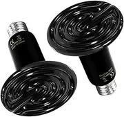 100W 2-Pack Ceramic Heat Emitter Reptile Heat Lamp Bulb No Light Emitting Brooder Coop Heater for Amphibian Pet & Incubating Chicken Pet Ceramic Heat Lamp Bulb