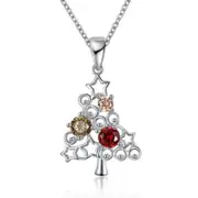 Veile Studios Zircon Christmas Necklace Tree Star Colorful Zirconium Silver Necklaces & Pendants