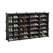 Black DIY Cube Shoe Cabinet Rack Storage Stackable Organiser 4 Column 6 Row