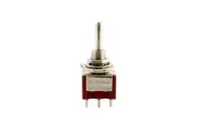 NEW - On-On-On DPDT Round Bat Mini Switch - CHROME