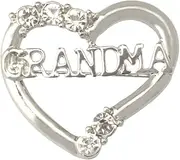 [Generic] Jili Online Crystal Emerald Rhinestone Grandma Love Heart Shaped Brooch Pin Mother's Day, ONE SIZE, Zinc