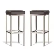 Set of 2 - Borgo Bar Stool 75cm - Brushed Frame - Brown