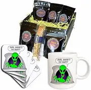 3dRose cgb_25030 UFOs Alien Party 1 on White-Coffee Gift Basket, Multicolor