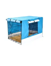 [Paw Mate] Wire Dog Crate 36in With Tray + Cushion Mat And Cover in Blue