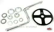 ProBMX Old School Style Crank Flight Chainwheel & Bearing Set Chrome & Black