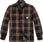 Carhartt Relaxed Fit Flannel Sherpa Lined Shirt, black-brown, Size S for Men Black Brown