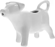 Kichvoe Ceramic Creamer Pitcher- Mini Cow Coffee Milk Creamer Jug Tea Syrup Dressing Server Cute Animal Shape Gravy Boat with Handle for Sauce - 40ML